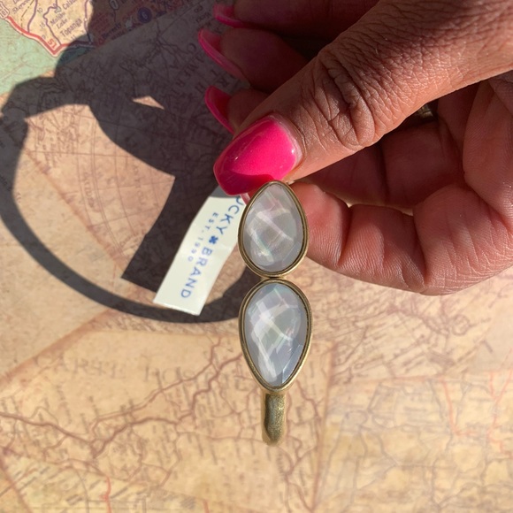 Lucky Brand Gold-Tone Double Stone Cuff Bracelet - Picture 3 of 8